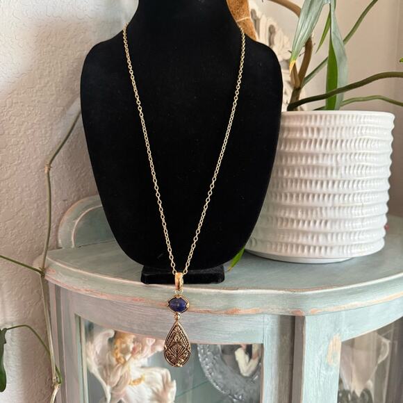 Barse Reversible Pendant Gold Tone Necklace - Picture 7 of 10